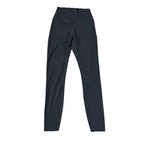 Majesty Fit Leggings Women Size S Dark Gray Laser Cut Perforated High Waisted